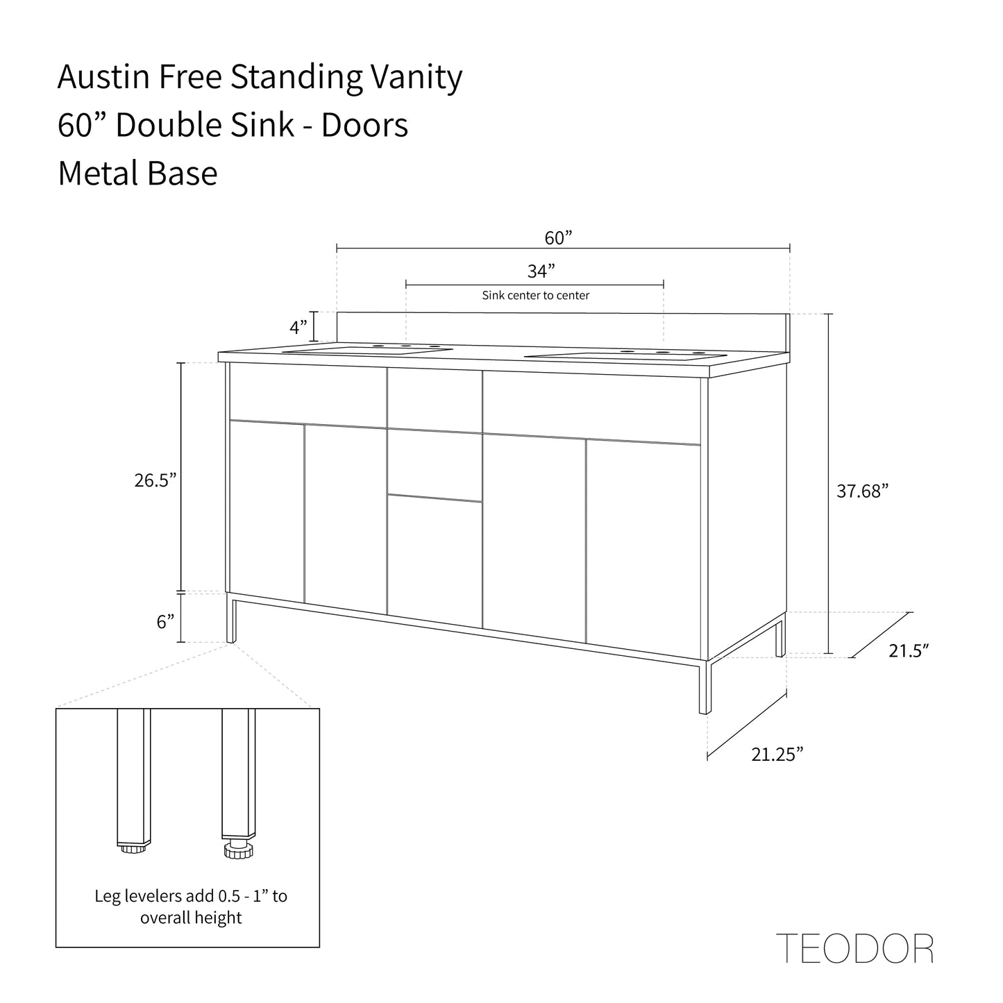 
                  
                    Austin 60" American Black Walnut Bathroom Vanity, Double Sink
                  
                