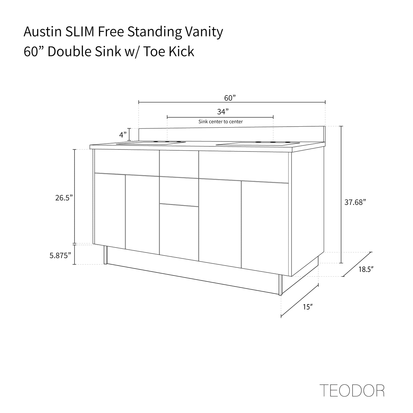
                  
                    Austin SLIM 60" American Black Walnut Bathroom Vanity, Double Sink
                  
                