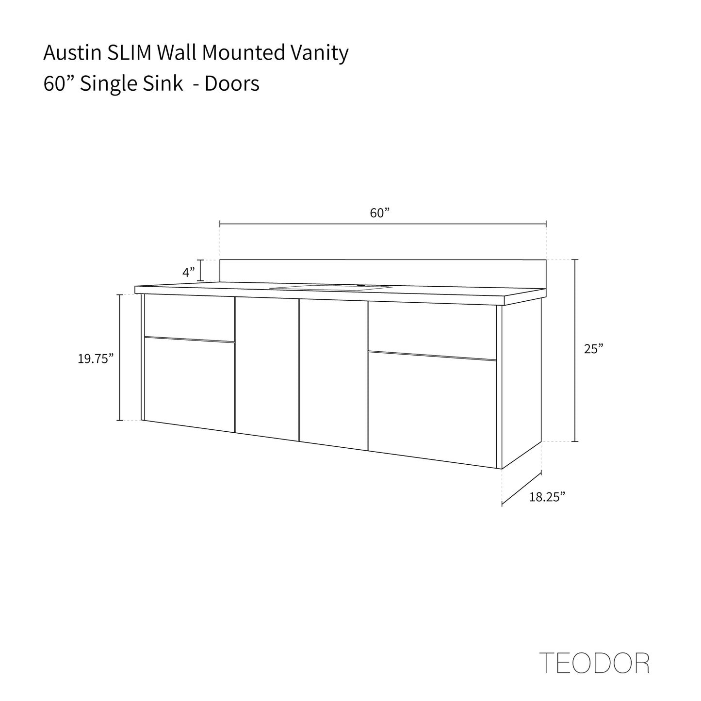 
                  
                    Austin SLIM, 60" Teodor® Modern Wall Mount American Black Walnut Vanity Teodor Bathroom VanityCanada
                  
                