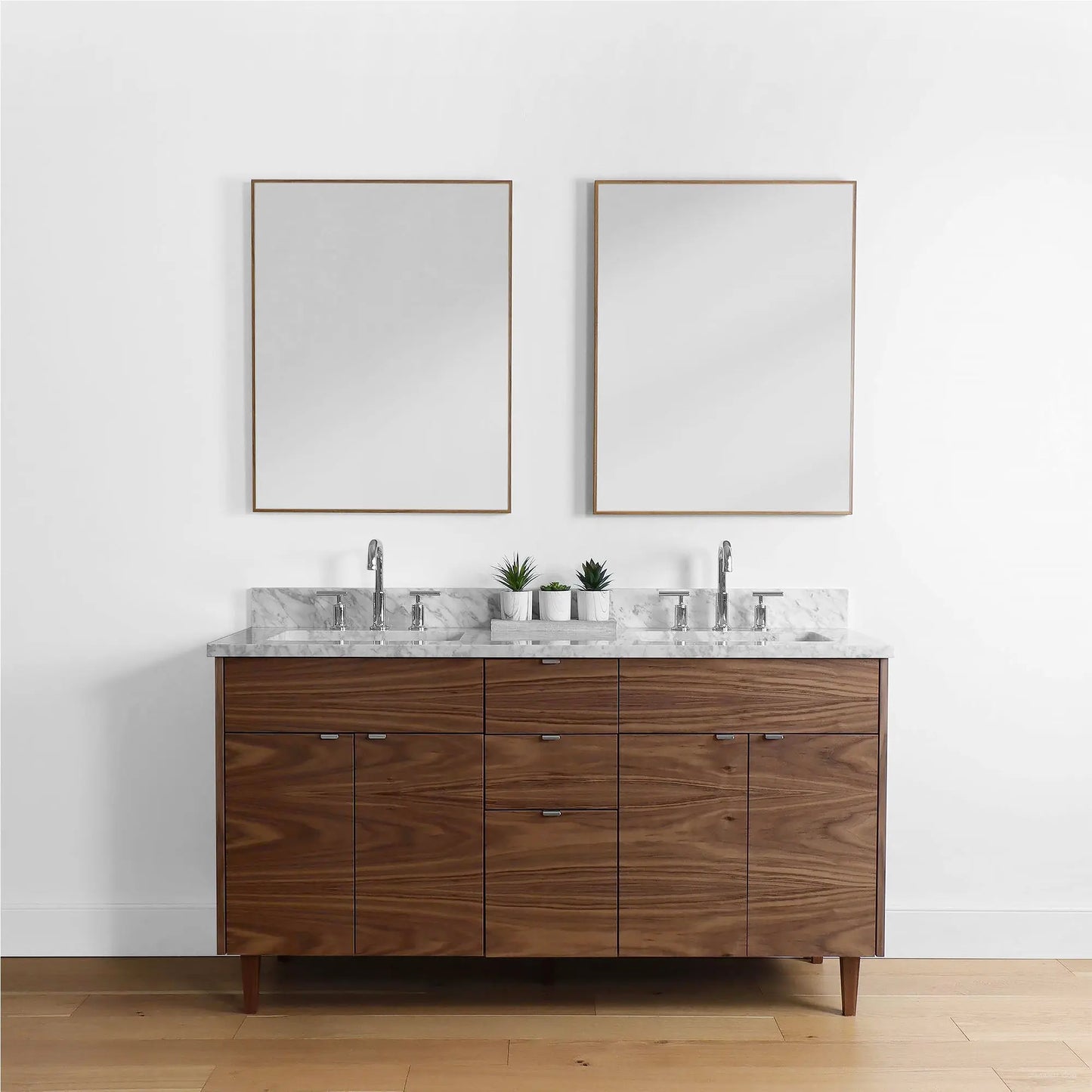 Austin 60", Teodor® Modern American Black Walnut Vanity, Double Sink Teodor