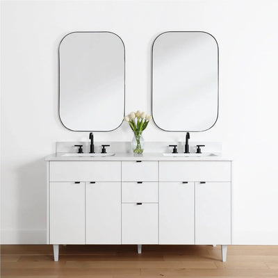 Austin 60", Teodor® Modern Gloss White Vanity, Double Sink Teodor Bathroom VanityCanada