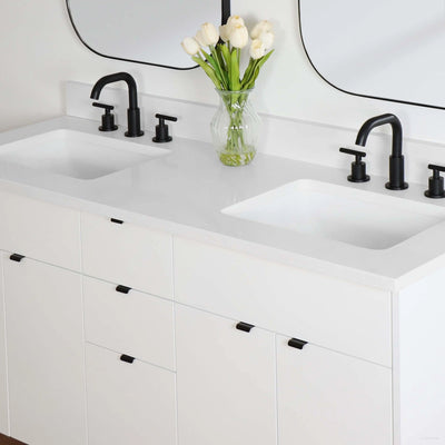 Austin 60" Gloss White Bathroom Vanity, Double Sink