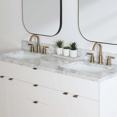 Austin 60" Gloss White Bathroom Vanity, Double Sink