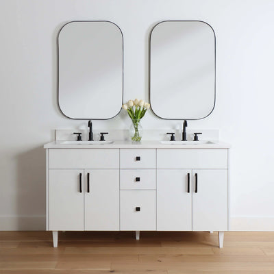Austin 60", Teodor® Modern Gloss White Vanity, Double Sink Teodor Bathroom VanityCanada