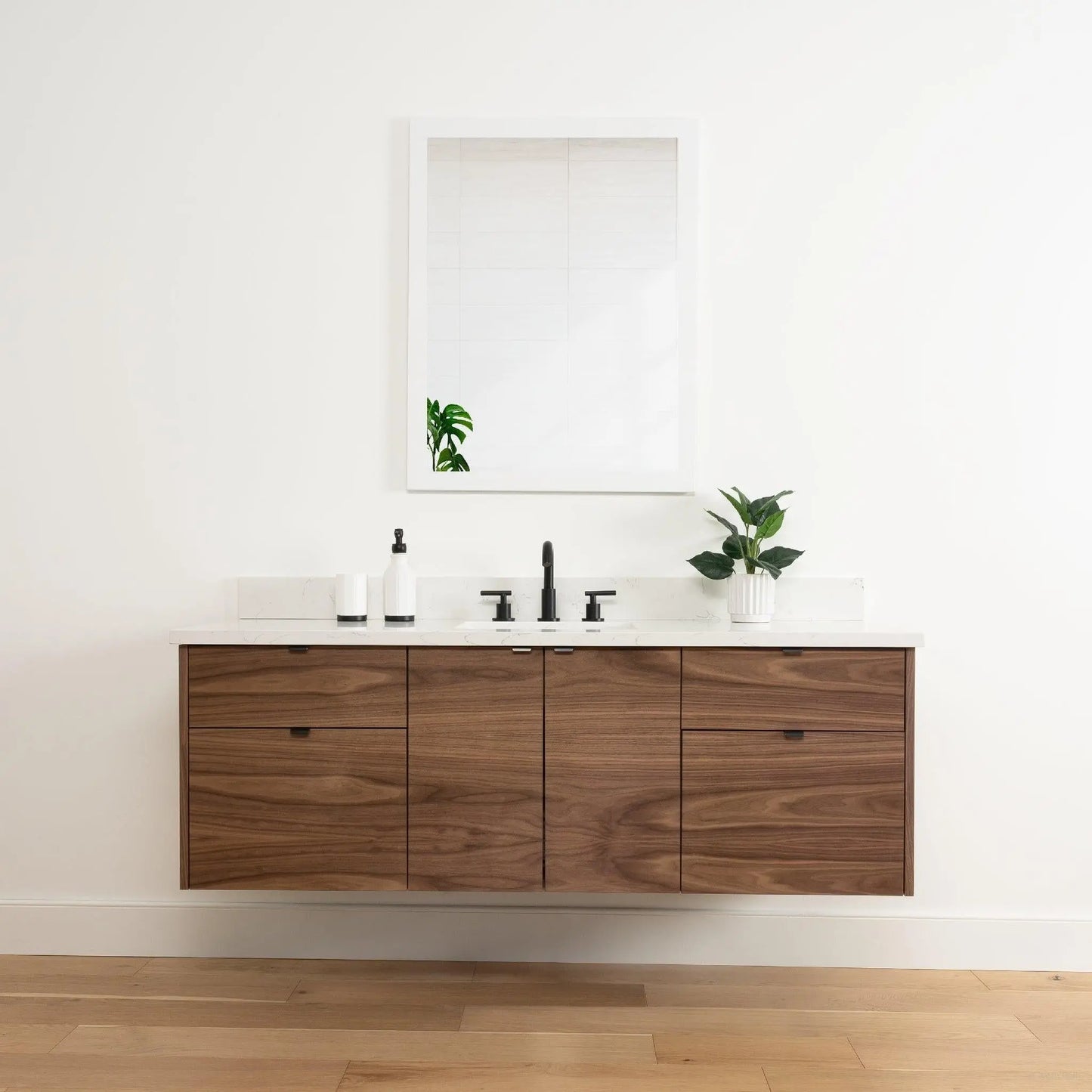 Austin 60", Teodor® Modern Wall Mount American Black Walnut Vanity Teodor