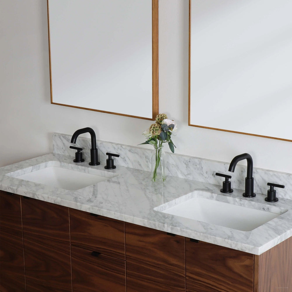 
                  
                    Austin 60" Wall Mount American Black Walnut Bathroom Vanity, Double Sink - Teodor Vanities
                  
                