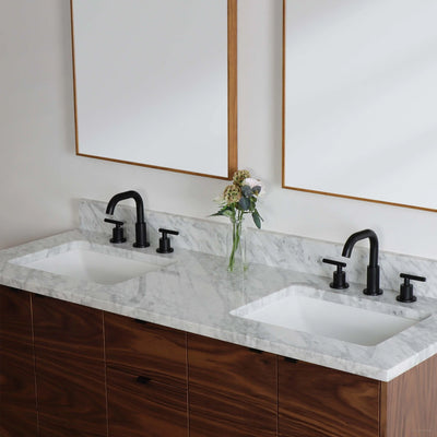 Austin 60", Teodor® Modern Wall Mount American Black Walnut Vanity, Double Sink