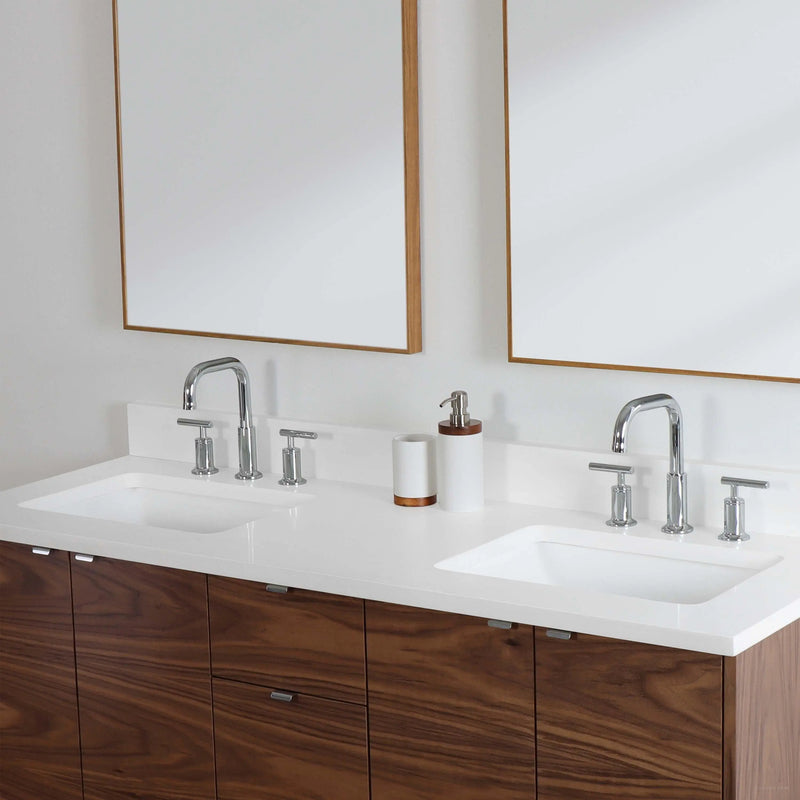Austin 60", Teodor® Modern Wall Mount American Black Walnut Vanity, Double Sink