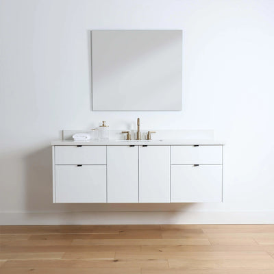 Austin 60", Teodor® Modern Wall Mount Gloss White Vanity