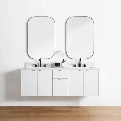 Austin 60", Teodor® Modern Wall Mount Gloss White Vanity, Double Sink Teodor Bathroom VanityCanada