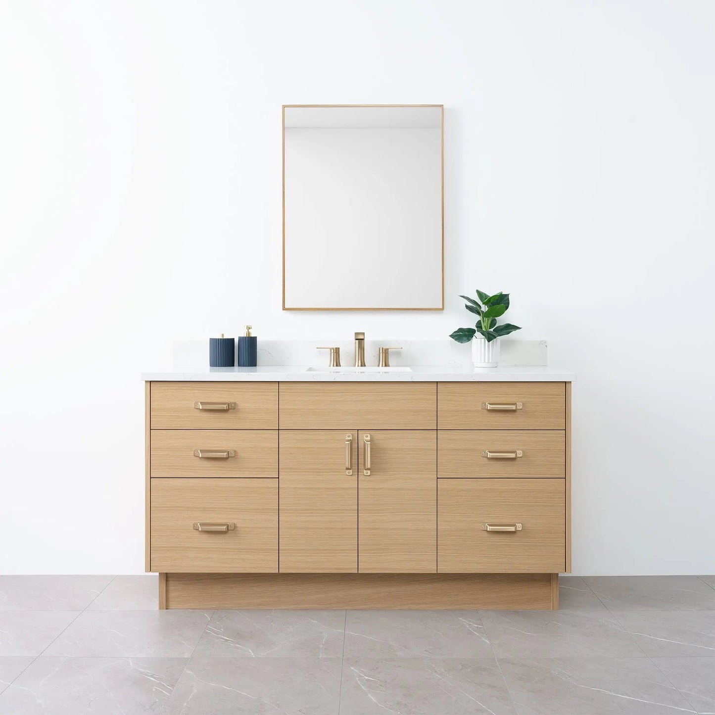 Austin 60" Natural White Oak Bathroom Vanity - Teodor Vanities
