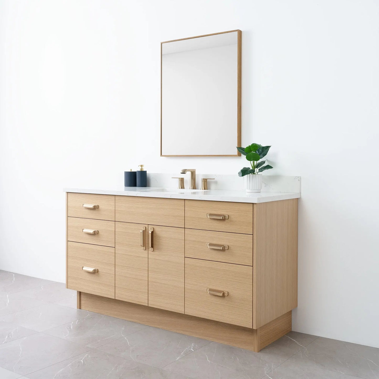 
                  
                    Austin 60" Natural White Oak Bathroom Vanity - Teodor Vanities
                  
                