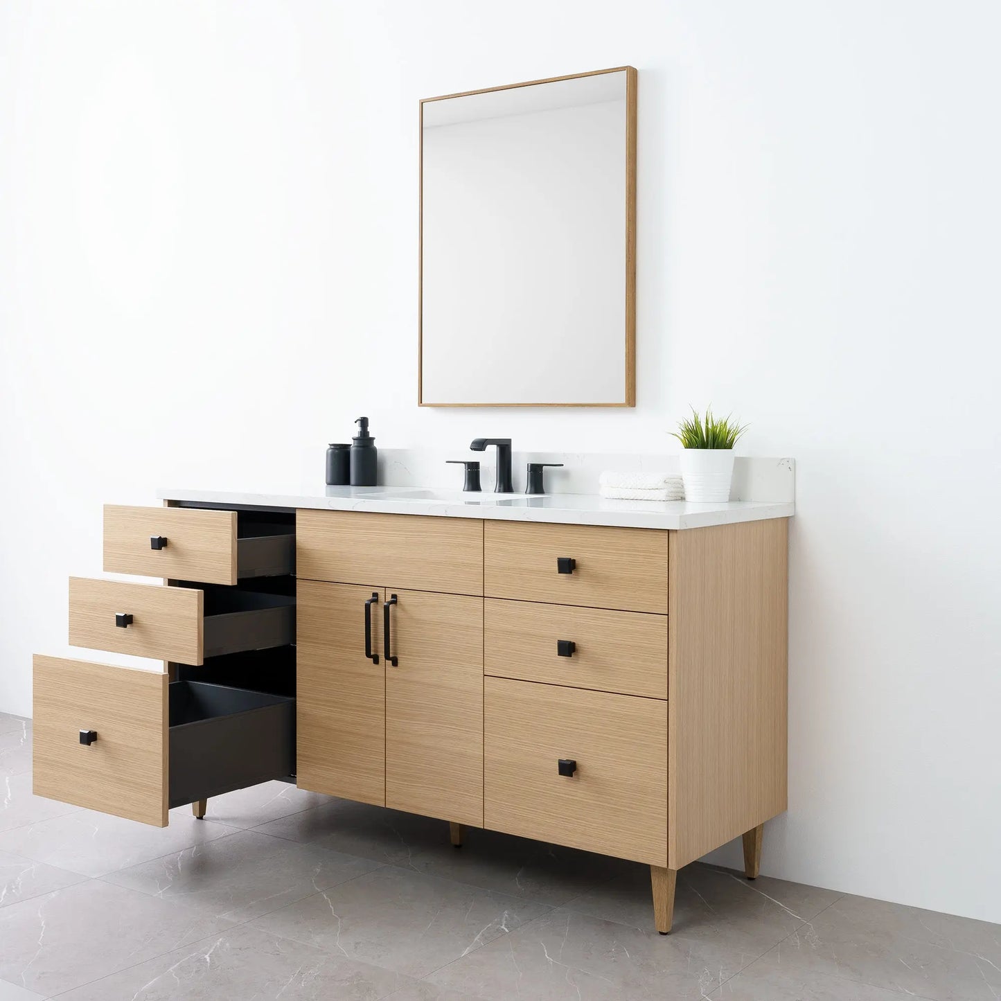 
                  
                    Austin 60" Natural White Oak Bathroom Vanity - Teodor Vanities
                  
                