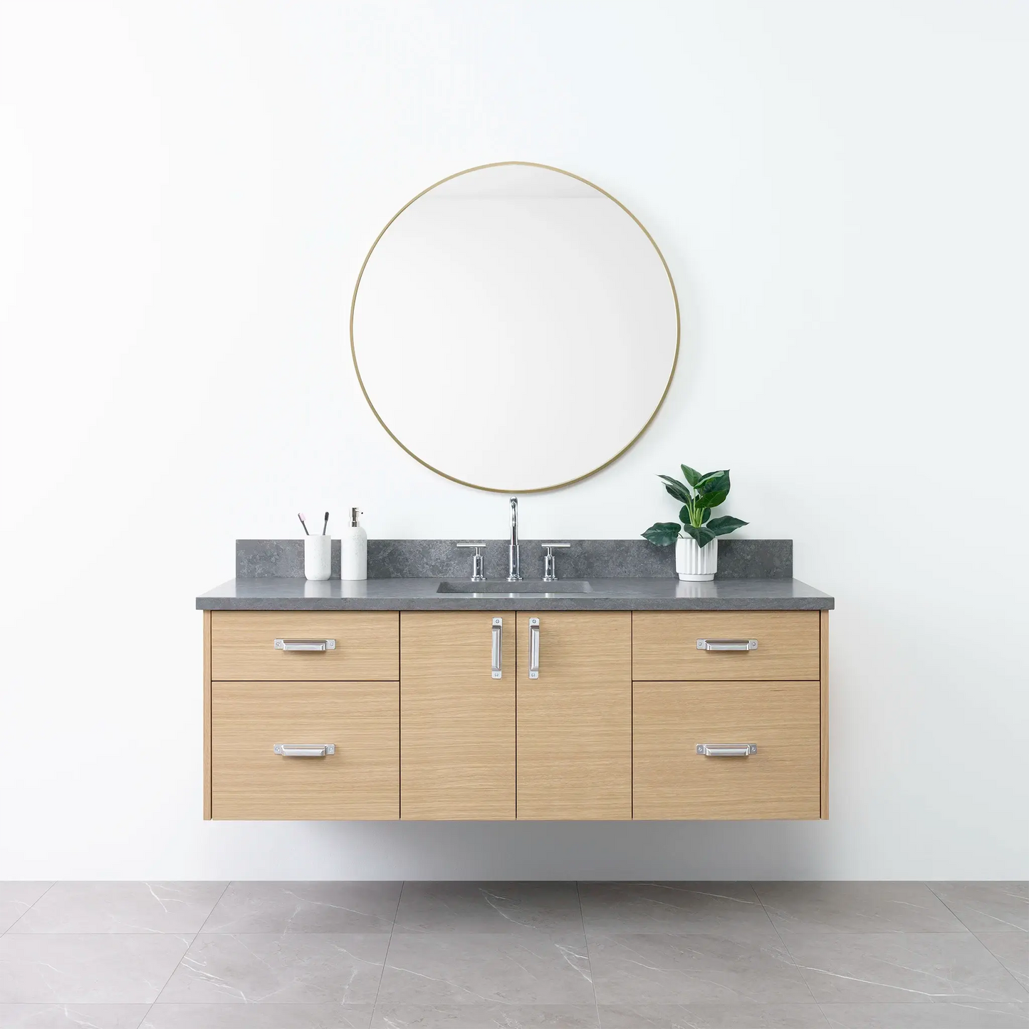 Austin 60", Teodor® Wall Mount Natural White Oak Vanity Teodor Bathroom VanityCanada