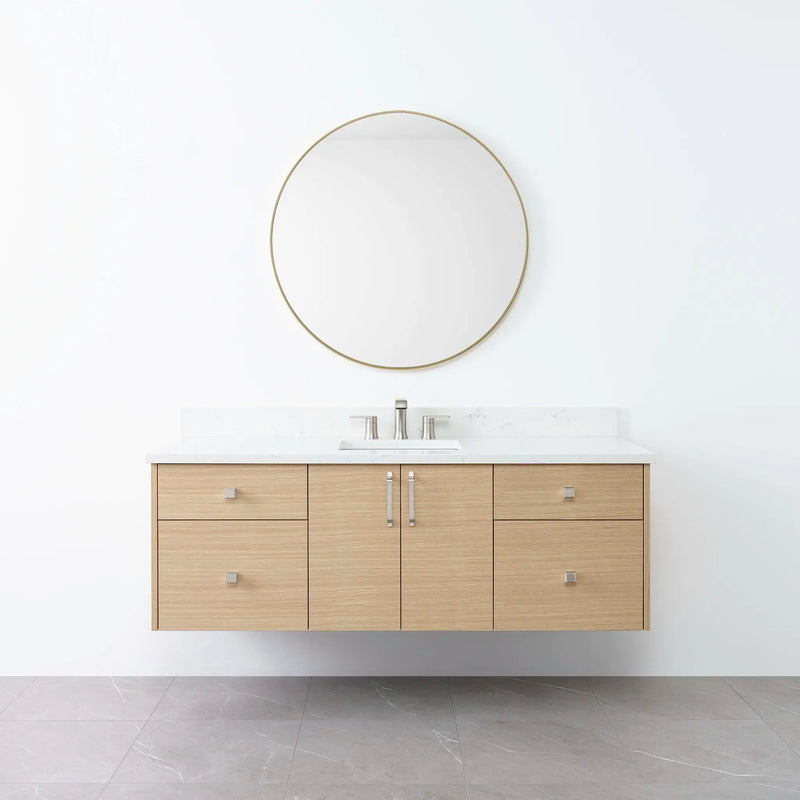 Austin 60", Teodor® Wall Mount Natural White Oak Vanity Teodor Bathroom VanityCanada