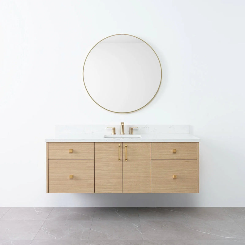 Austin 60", Teodor® Wall Mount Natural White Oak Vanity Teodor Bathroom VanityCanada