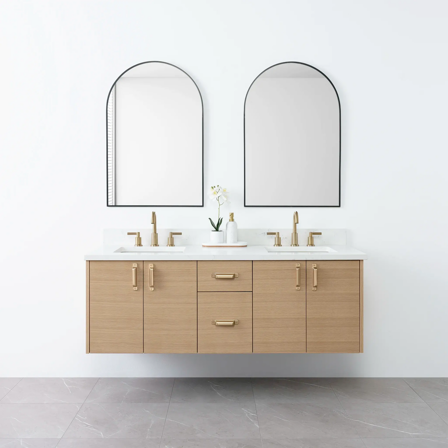 Austin 60", Teodor® Wall Mount Natural White Oak Vanity, Double Sink Teodor Bathroom VanityCanada