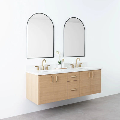 Austin 60", Teodor® Wall Mount Natural White Oak Vanity, Double Sink Teodor Bathroom VanityCanada