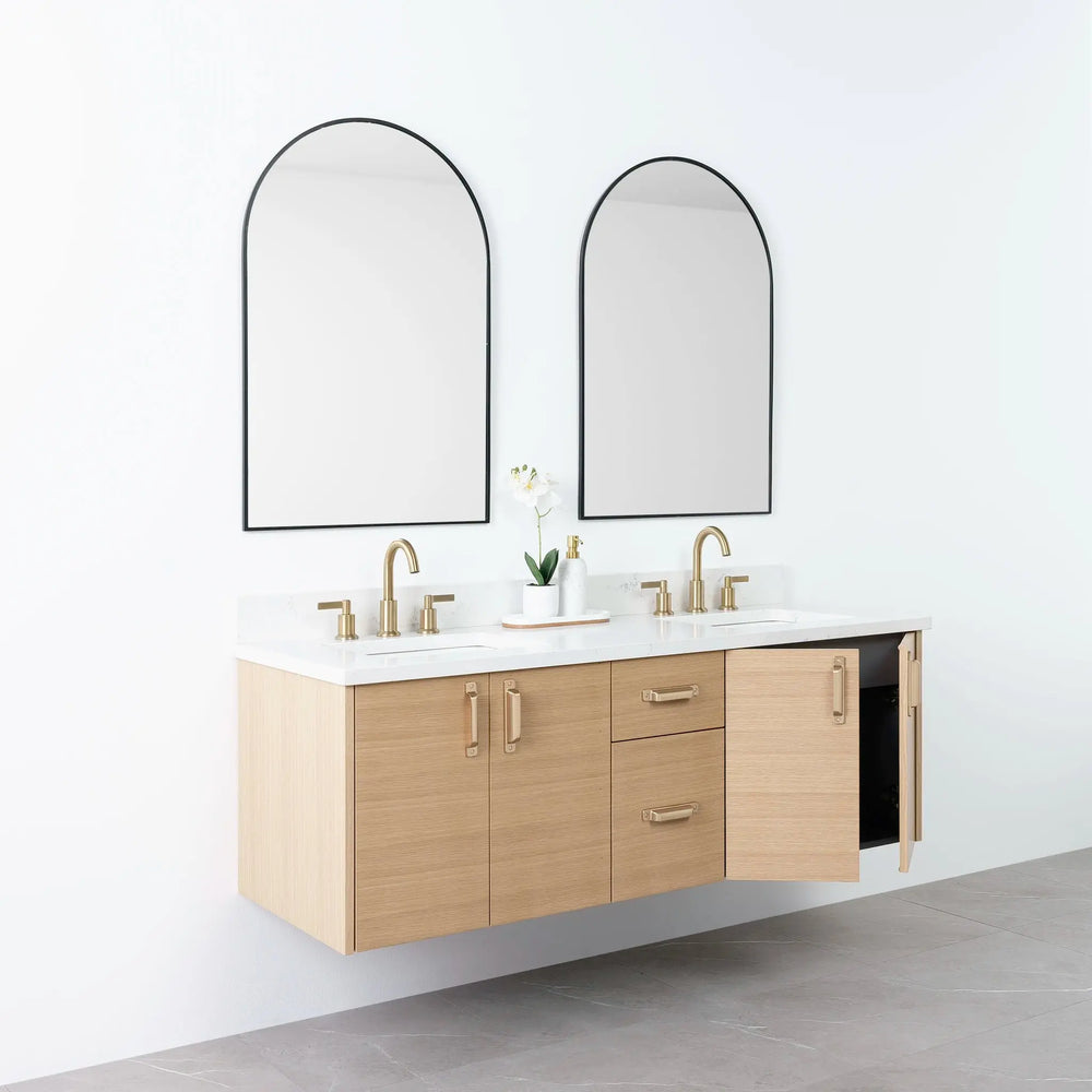 
                  
                    Austin 60", Teodor® Wall Mount Natural White Oak Vanity, Double Sink Teodor Bathroom VanityCanada
                  
                