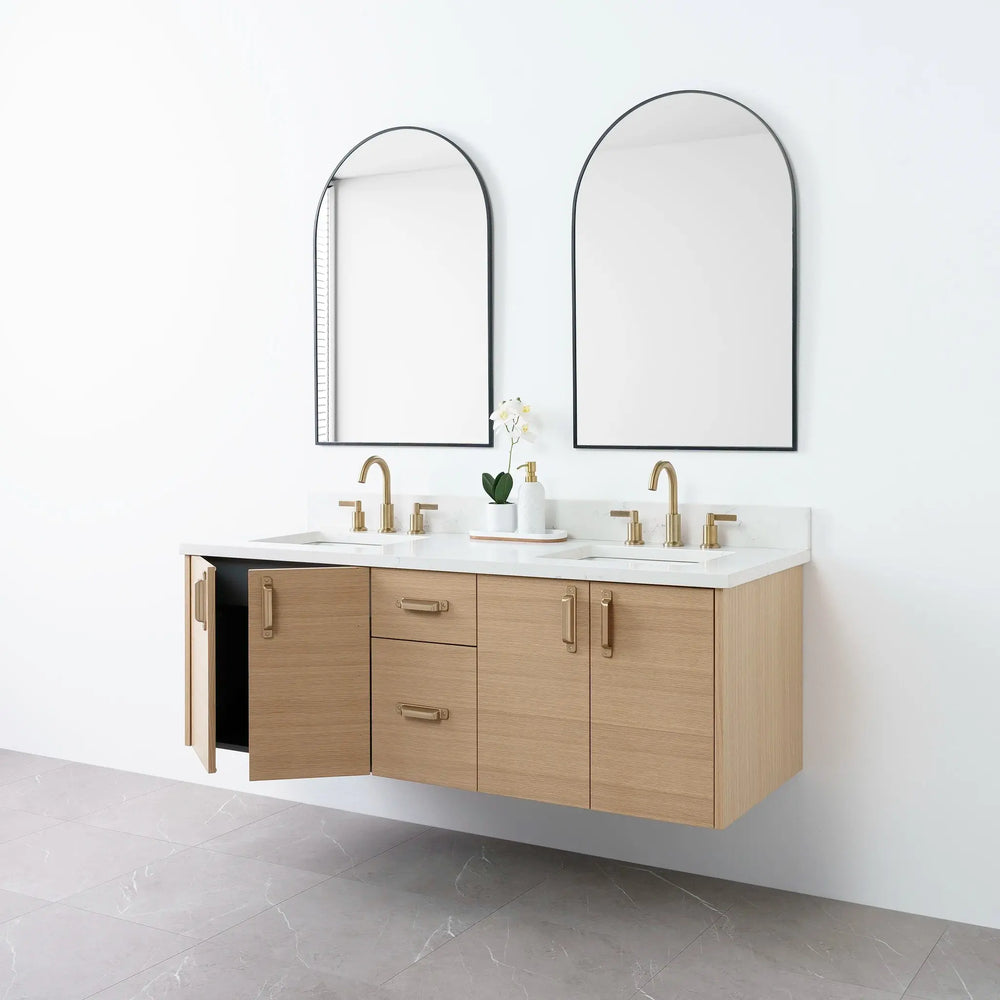 
                  
                    Austin 60", Teodor® Wall Mount Natural White Oak Vanity, Double Sink Teodor Bathroom VanityCanada
                  
                