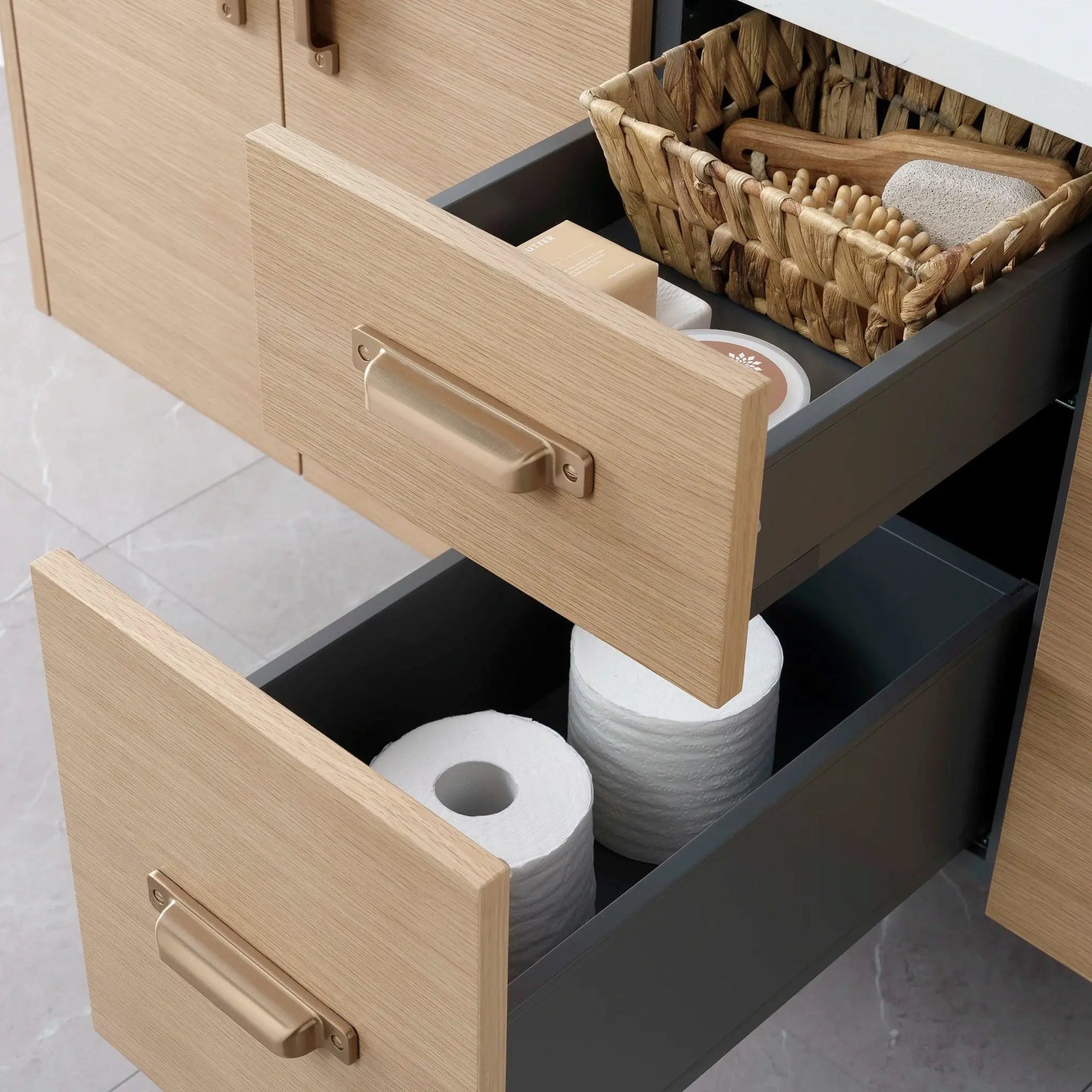 
                  
                    Austin 60", Teodor® Wall Mount Natural White Oak Vanity, Double Sink Teodor Bathroom VanityCanada
                  
                