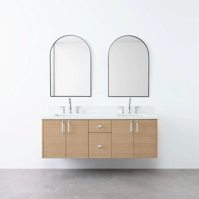 Austin 60", Teodor® Wall Mount Natural White Oak Vanity, Double Sink Teodor Bathroom VanityCanada