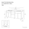 
                  
                    Austin 72", Teodor® Modern American Black Walnut Vanity, Double Sink Teodor
                  
                