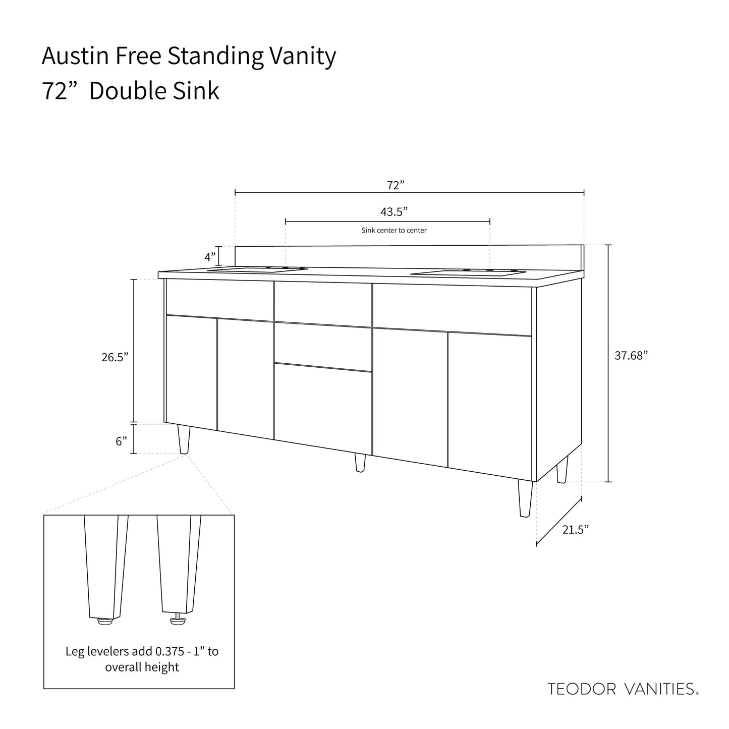 
                  
                    Austin 72", Teodor® Modern American Black Walnut Vanity, Double Sink Teodor
                  
                