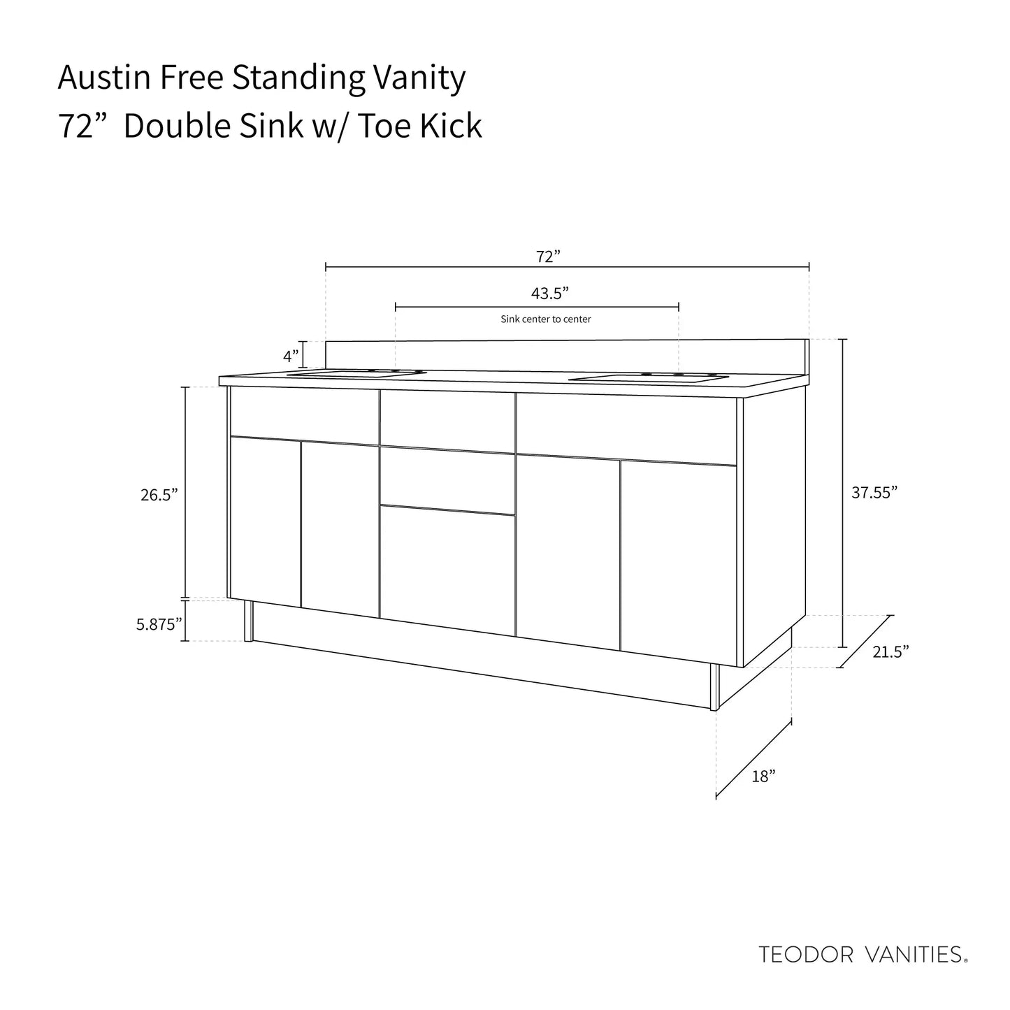
                  
                    Austin 72", Teodor® Modern American Black Walnut Vanity, Double Sink Teodor
                  
                