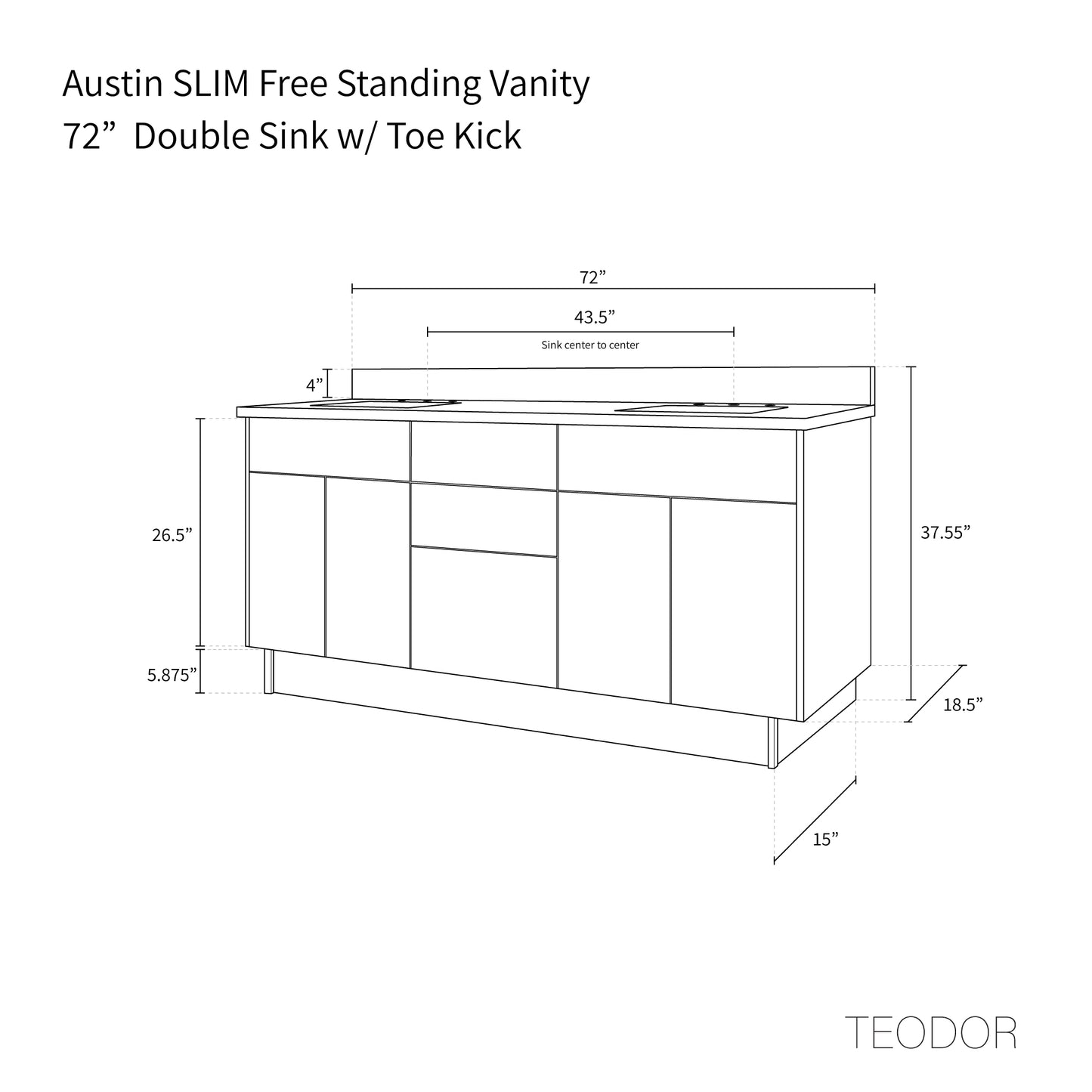 
                  
                    Austin SLIM 72" American Black Walnut Bathroom Vanity, Double Sink
                  
                