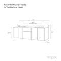 
                  
                    Austin 72" Wall Mount American Black Walnut Bathroom Vanity, Double Sink - Teodor Vanities
                  
                
