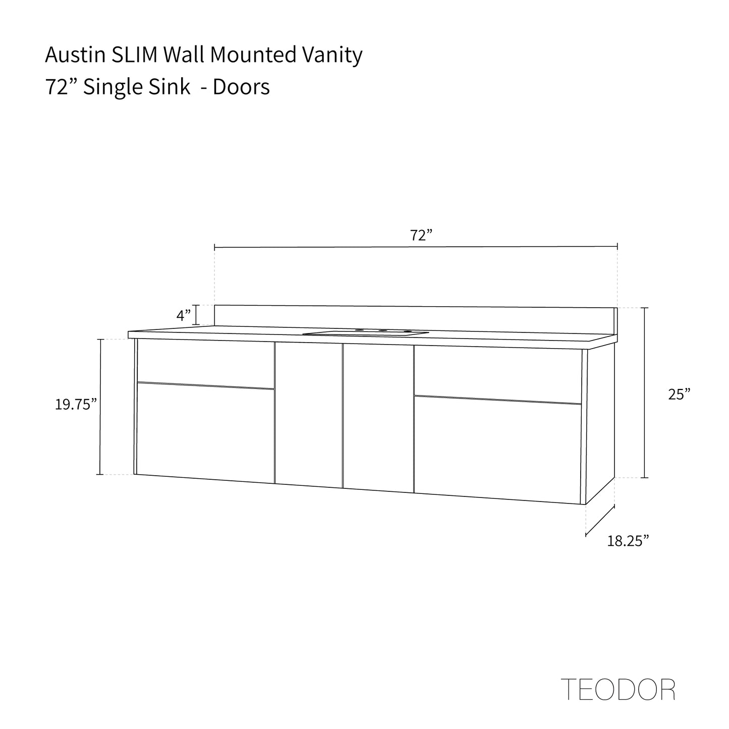 
                  
                    Austin SLIM, 72" Teodor® Modern Wall Mount American Black Walnut Vanity Teodor Bathroom VanityCanada
                  
                