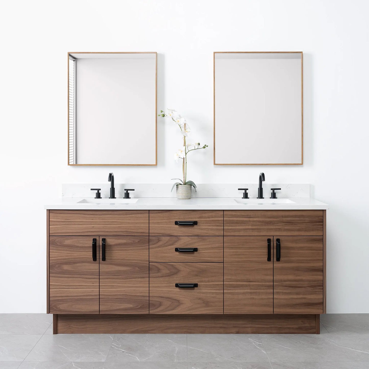 Austin 72", Teodor® Modern American Black Walnut Vanity, Double Sink Teodor