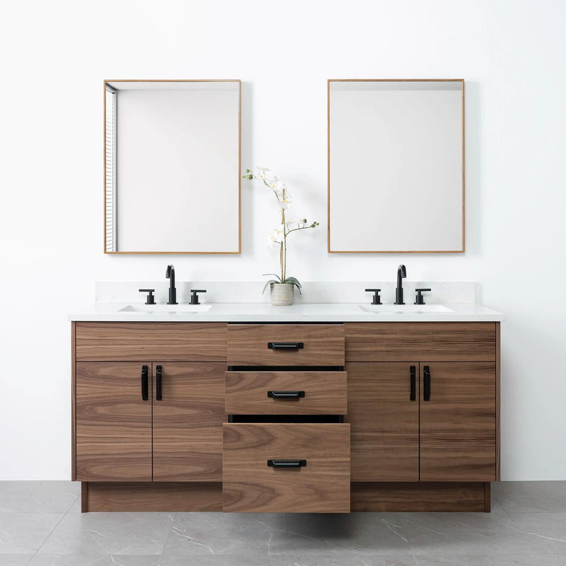 Austin 72", Teodor® Modern American Black Walnut Vanity, Double Sink Teodor