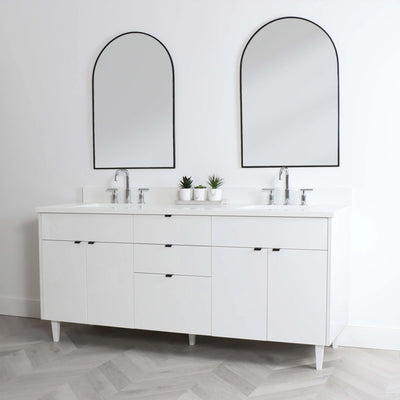 Austin 72" Gloss White Bathroom Vanity, Double Sink