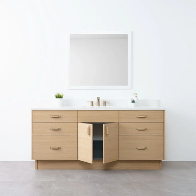 Austin 72" Natural White Oak Bathroom Vanity - Teodor Vanities