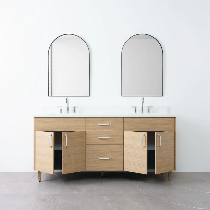 Austin 72" Natural White Oak Bathroom Vanity, Double Sink - Teodor Vanities
