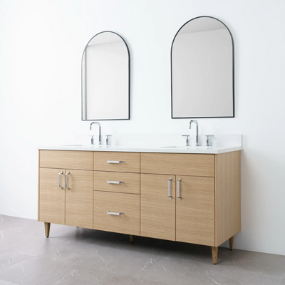 Austin 72" Natural White Oak Bathroom Vanity, Double Sink - Teodor Vanities