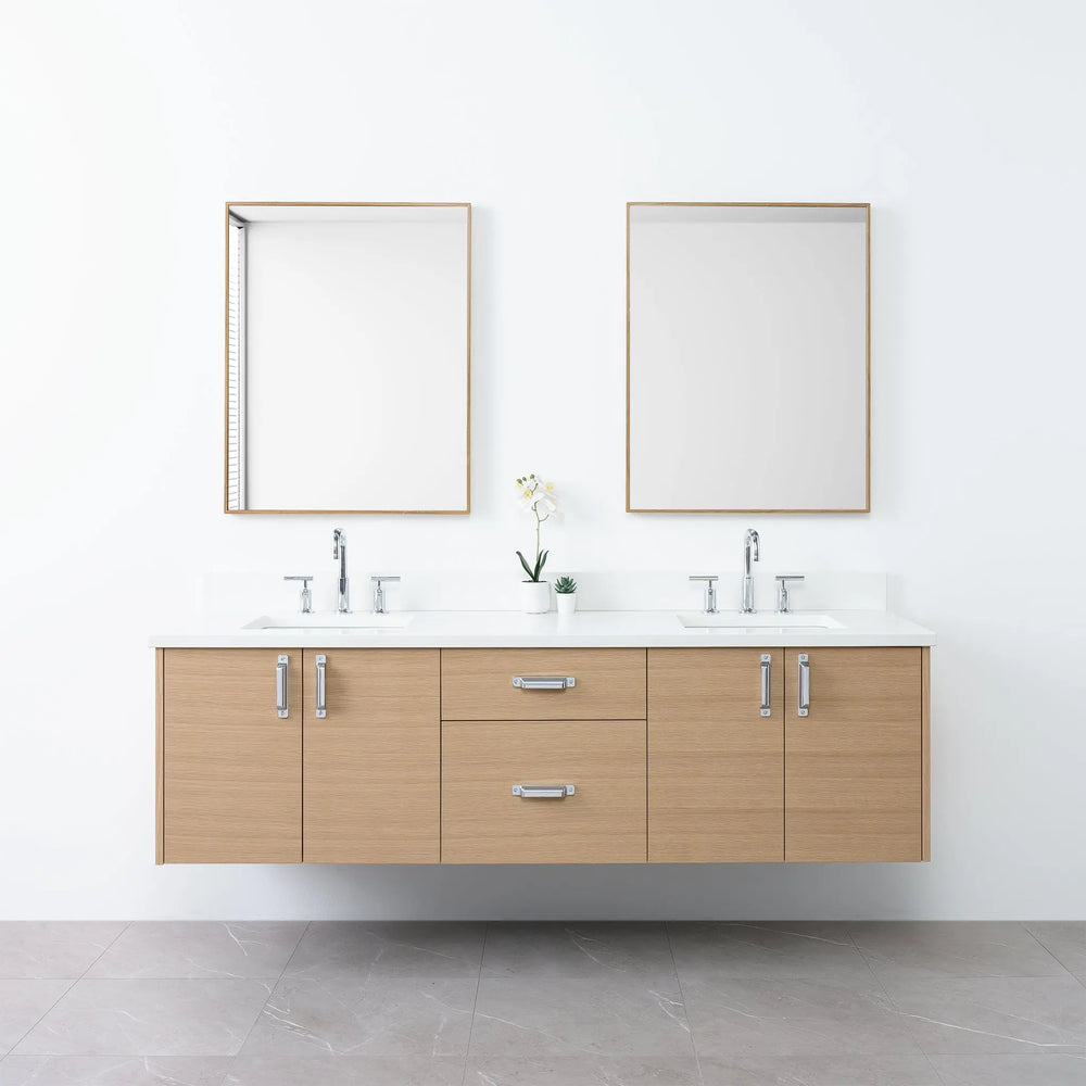 Austin 72", Teodor® Wall Mount Natural White Oak Vanity, Double Sink Teodor Bathroom VanityCanada