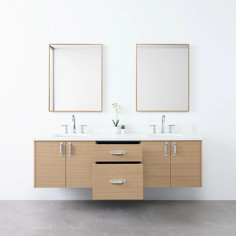Austin 72", Teodor® Wall Mount Natural White Oak Vanity, Double Sink Teodor Bathroom VanityCanada