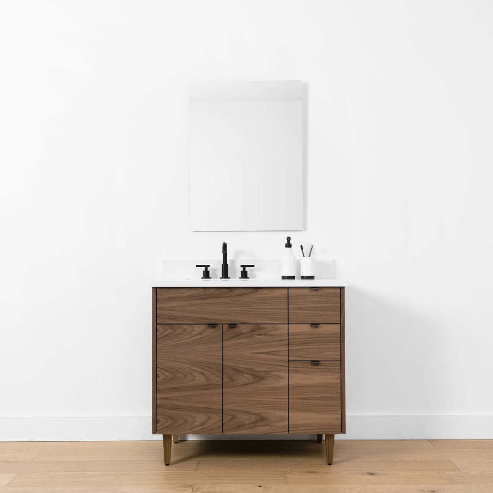 Austin SLIM, 36" Teodor® Modern American Black Walnut Vanity, Left Sink Teodor Bathroom VanityCanada