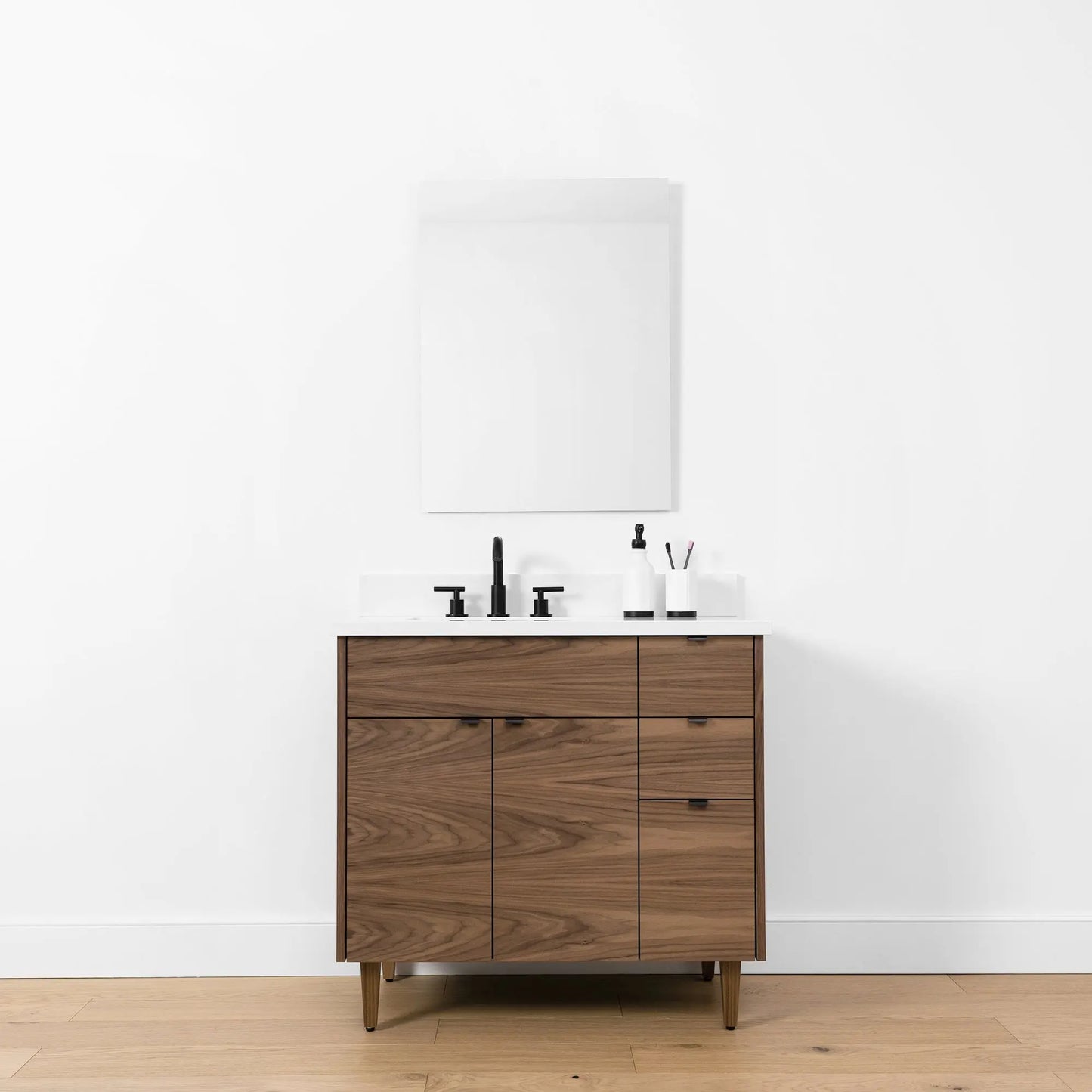 Austin SLIM, 36" Teodor® Modern American Black Walnut Vanity, Left Sink Teodor Bathroom VanityCanada