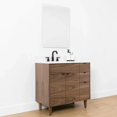 Austin SLIM, 36" Teodor® Modern American Black Walnut Vanity, Left Sink Teodor Bathroom VanityCanada