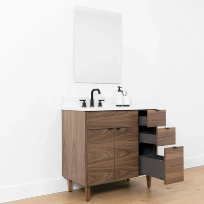 Austin SLIM, 36" Teodor® Modern American Black Walnut Vanity, Left Sink Teodor Bathroom VanityCanada