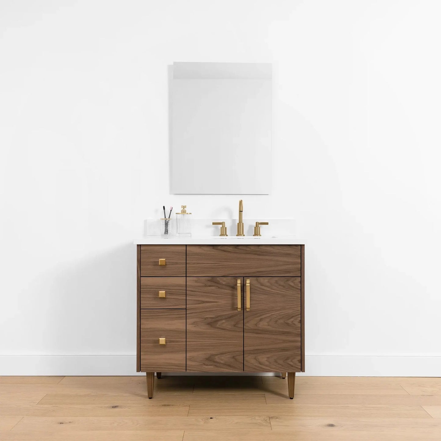 Austin SLIM, 36" Teodor® Modern American Black Walnut Vanity, Right Sink Teodor Bathroom VanityCanada