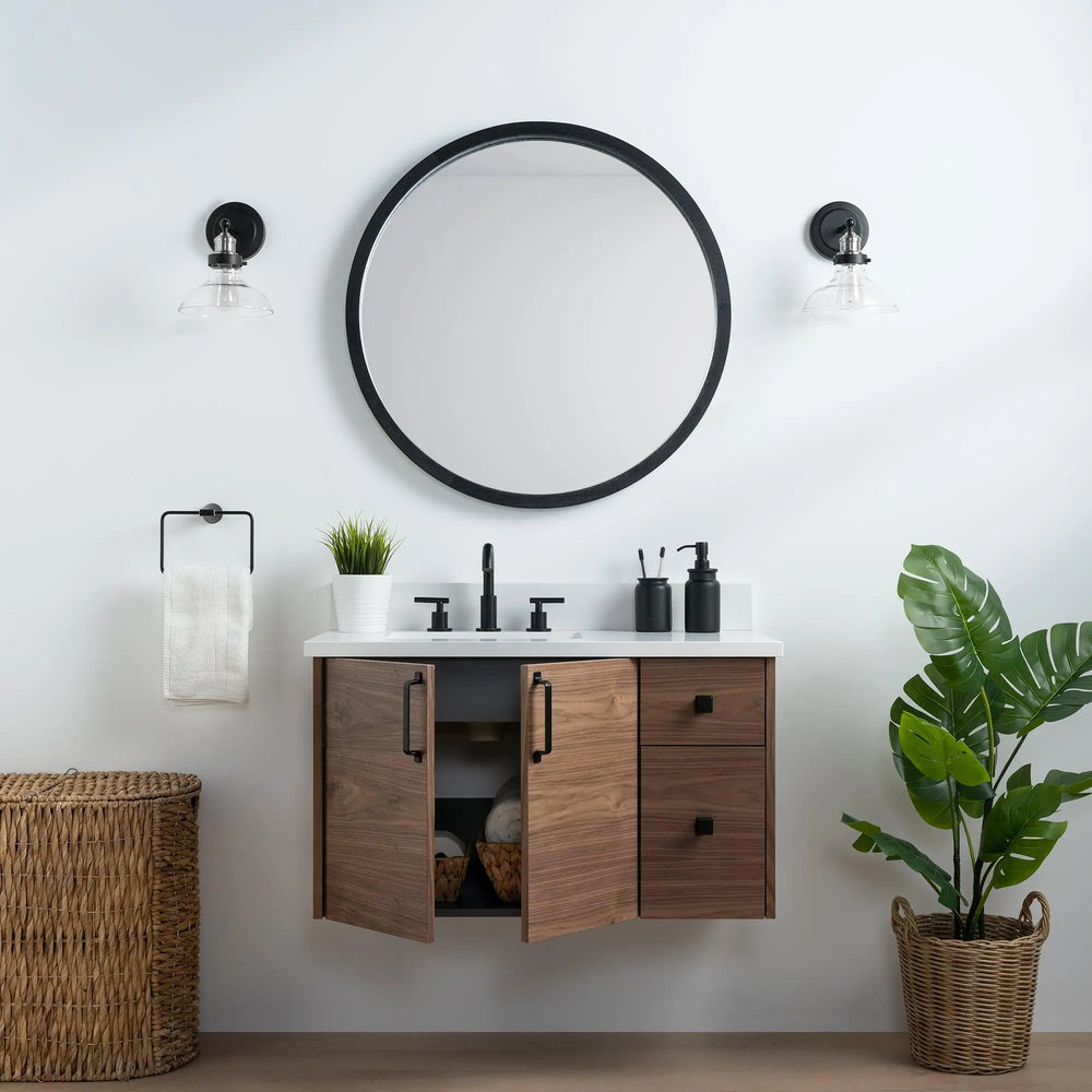 
                  
                    Austin SLIM, 36" Teodor® Modern Wall Mount American Black Walnut Vanity, Left Sink Teodor Bathroom VanityCanada
                  
                