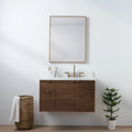 
                  
                    Austin SLIM, 36" Teodor® Modern Wall Mount American Black Walnut Vanity, Right Sink Teodor Bathroom VanityCanada
                  
                