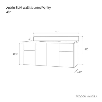 Austin SLIM, 48" Teodor® Modern Wall Mount American Black Walnut Vanity Teodor Bathroom VanityCanada