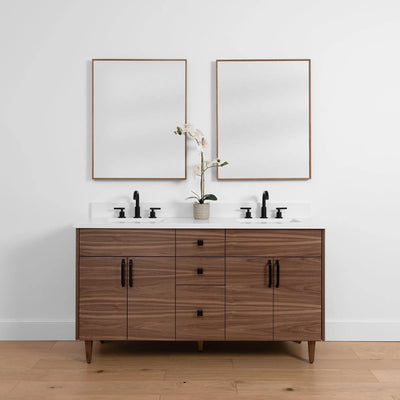 Austin SLIM, 60" Teodor® Modern American Black Walnut Vanity, Double Sink Teodor Bathroom VanityCanada