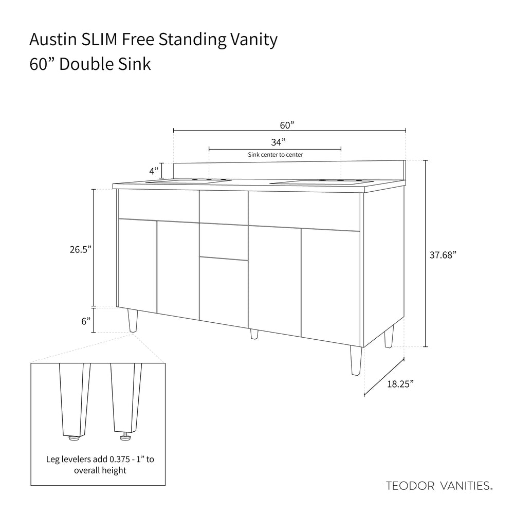
                  
                    Austin SLIM, 60" Teodor® Modern American Black Walnut Vanity, Double Sink Teodor Bathroom VanityCanada
                  
                